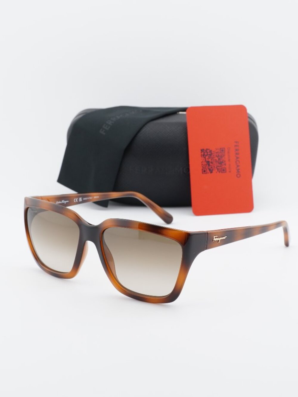 Salvatore Ferragamo SF1018S 214 Square Sunglasses - Havana / Green